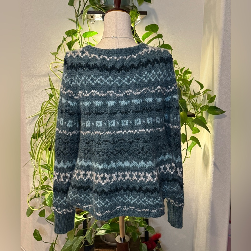Free People Through the Storm Sweater in Sea Blue - Picture 3 of 5
